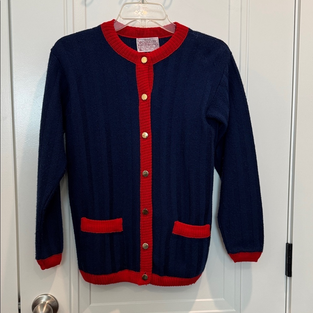 Vintage Pendleton Red and Navy Wool Knit